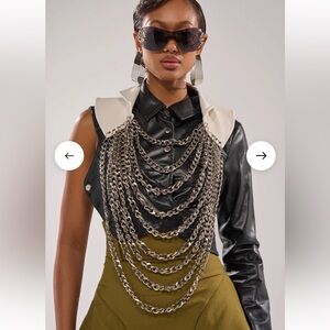 AKIRA Multi-Layered Silver Chain Necklace LIKE TO FOLLOW PRICE DROP